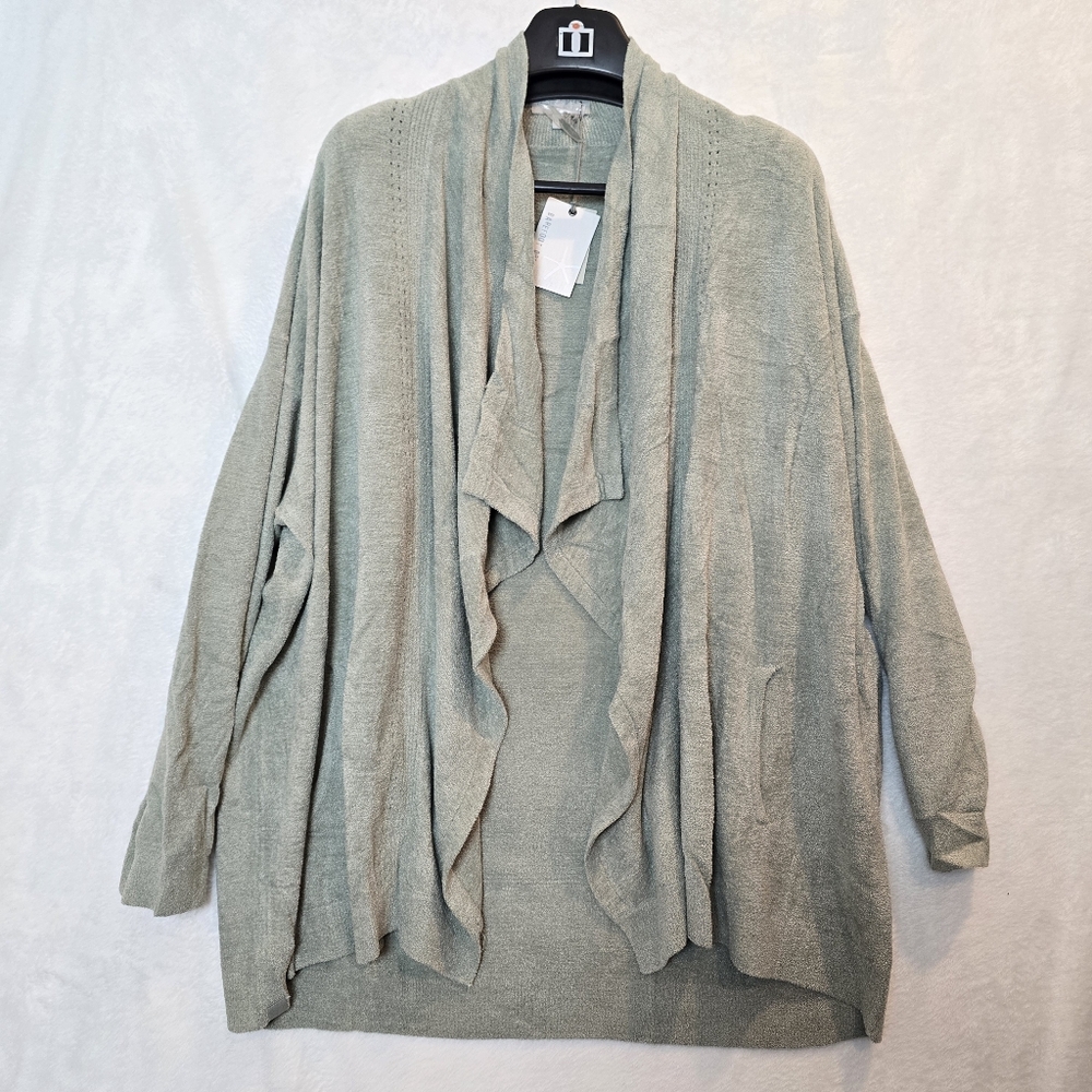 Barefoot Dreams CozyChic Ultra Lite Shawl Pointelle Cardigan Sweater in Wave